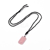 Adjustable Natural Rose Quartz Rectangle Pendant Necklace with Nylon Cord for Women NJEW-L171-03E-2