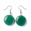 Natural Green Aventurine Flat Round Dangle Earrings EJEW-D188-03P-03-2