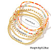 5Pcs 5 Styles Round Brass & Column Glass Seed Beads Stretch Bracelets YH8018-4-2
