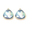 Printed Style 304 Stainless Steel Triangle with Dove Pendants STAS-T071-28A-G-1