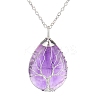 Natural Amethyst Teardrop Pendant Necklace LS-PW-WG91066-11-1