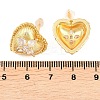 Heart Brass Micro Pave Clear Cubic Zirconia Stud Earrings EJEW-K325-01G-3