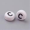 Flat Round with Letter C Acrylic Beads X-PL37C9070-C-2