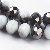 Half Plated  Faceted Rondelle Electroplate Imitation Jade Glass Beads Strands X-EGLA-D020-10x8mm-04-3