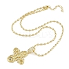 Brass Micro Pave Clear Cubic Zirconia Cross Pendant Necklaces for Women LS-NJEW-K298-02A-G-2