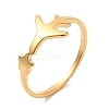 Ion Plating(IP) 304 Stainless Steel Star & Airplane Open Cuff Ring for Women X-RJEW-M149-12G-3