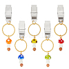 Handmade Mushroom Lampwork & Wood Beaded Credit Card Clip Puller AJEW-PH01529-1