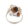 Planet Natural Amethyst & Tiger Eye & Citrine & Apatite & Green Aventurine Finger Rings RJEW-TA00165-6