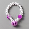 Cute Plastic Charm Stretch Bracelet with Imitation Pearl Beaded for Women BJEW-TAC0009-01A-1