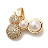 Brass Micro Pave Cubic Zirconia with ABS Plastic Pearl Charms KK-C072-44G-1