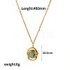 Synthetic Turquoise Oval Pendant 304 Stainless Steel Chain Necklaces for Women FS-WGE9101-10-1