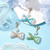 Bowknot Shell Pearl & Glass Pendants Decorations HJEW-TA00218-2