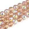 Electroplate Transparent Glass Beads Strands EGLA-N024-01A-C05-1