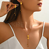Elegant Stainless Steel Heart Pendant Lariat Necklace & Earrings Bracelet Set for Women Party Gift LF0816-4