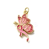 October Breast Cancer Pink Awareness Ribbon Brass Enamel Pendants LS-KK-S517-04D-D-1