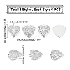 18Pcs 3 Style 304 Stainless Steel Pendants STAS-UN0025-66-5