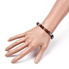 4Pcs Natural Larvikite & Quartz(Dyed) & Lava Rock & Lapis Lazuli and Wood Beads Stretch Bracelets Set BJEW-JB08934-3