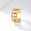 Sweet Hollow Irregular 201 Stainless Steel Enamel Cuff Ring DG2321-4