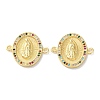Rack Plating Brass Cubic Zirconia Virgin Mary Oval Connector Charms KK-C084-35B-G-1
