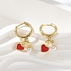 Heart Brass ABS Imitation Pearl Hoop Earrings EJEW-M077-18G-1