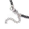 Brass and Faceted Round Natural Black Spinel Beaded Necklaces for Women NJEW-JN05657-02-5