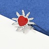 Heart Sun 304 Stainless Steel Enamel Finger Rings for Women RJEW-G355-08P-02-1
