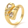 Brass Micro Pave Clear Cubic Zirconia Open Cuff Rings for Women LS-RJEW-Z070-04G-01-1