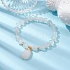 Natural Quartz Crystal Stretch Bracelets with Teardrop Charms for Women BJEW-JB10110-01-2