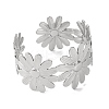 Flower 304 Stainless Steel Bangles for Women BJEW-B104-08P-2