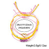 3Pcs 3 Styles Natural Amethyst & Glass Round Beads Braided Bead Bracelets & Stainless Steel Heart Link Bracelets LB7339-2-4
