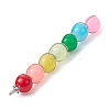 Colorful Imitation Jade Glass Round Bead Pendants PALLOY-JF02449-02-3
