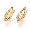Brass Micro Pave Cubic Zirconia Hoop Earring Finding KK-N261-43G-1