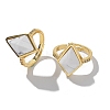 Rhombus Natural Howlite Finger Rings RJEW-B113-01G-01-4