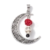 Halloween Synthetic Turquoise Skull Pendants PALLOY-JF02650-01-1