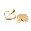 304 Stainless Steel Pave Natural White Shell Heart with Initial Slice Pendants STAS-R168-25G-I-2