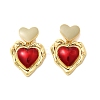 Heart Brass Enamel Stud Earrings EJEW-Z086-17G-02-4