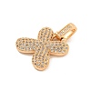 Brass Micro Pave Clear Cubic Zirconia Pendants KK-B099-01G-X-2
