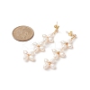 Natural Pearl Flower Long Dangle Stud Earrings EJEW-JE05208-3