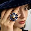 Zinc Alloy Enamel Cuff Open Rings for Women WZ6536-2-1