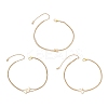 3Pcs 3 Styles Brass Clover Cross Moon Star Link 304 Stainless Steel Cable Chain Anklets for Women AJEW-AN00748-2