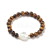 Natural Tiger Eye & Synthetic Hematite Stretch Bracelet BJEW-M236-01O-2