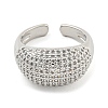 Real Platinum Plated Brass Micro Pave Clear Cubic Zirconia Cuff Rings RJEW-L113-016P-01-2