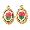 304 Stainless Steel & Cloth Embroidered Pendants FB-CBAFBAF-04G-1