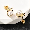 Bowknot with Round Brass Micro Pave Clear Cubic Zirconia Stud Earrings EJEW-A135-29G-2