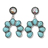 Alloy Synthetic Turquoise Dangle Stud Earrings EJEW-U053-09B-AS-4