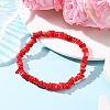 Dyed Natural Freshwater Shell Beaded Stretch Bracelets for Men Women BJEW-JB12478-01-1