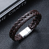 Leather Woven Flat Cord Bracelets PW-WG42872-02-1