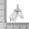 Rack Plating Brass Micro Pave Clear Cubic Zirconia with ABS Plastic Pearl Pendants KK-G515-57P-3
