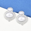 304 Stainless Steel ABS Plastic Imitation Pearl Oval Stud Earrings EJEW-Z141-01P-1