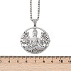 201 Stainless Steel Hollow Buddha Yoga Flower Pendant Necklaces for Women NJEW-K283-06P-3